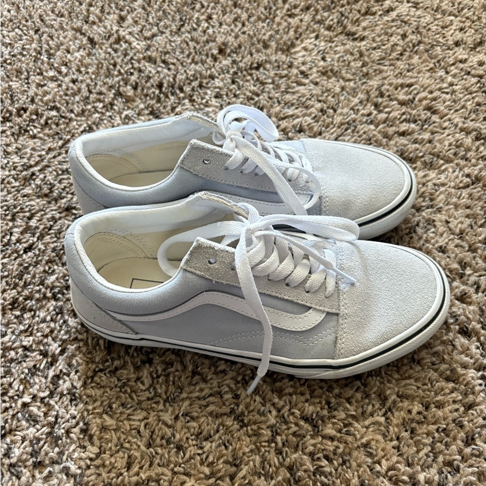 Vans Old Skool Low Pro Sneakers Classic Light Blue & White Skate Shoes Size 7